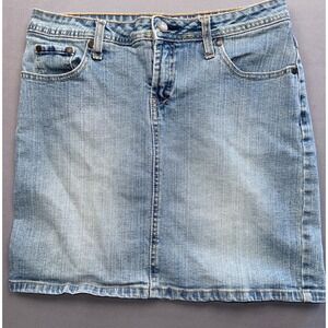 No Boundaries Y2K Denim Mini Skirt Junior Size‎ 5 Blue Embellished Pockets